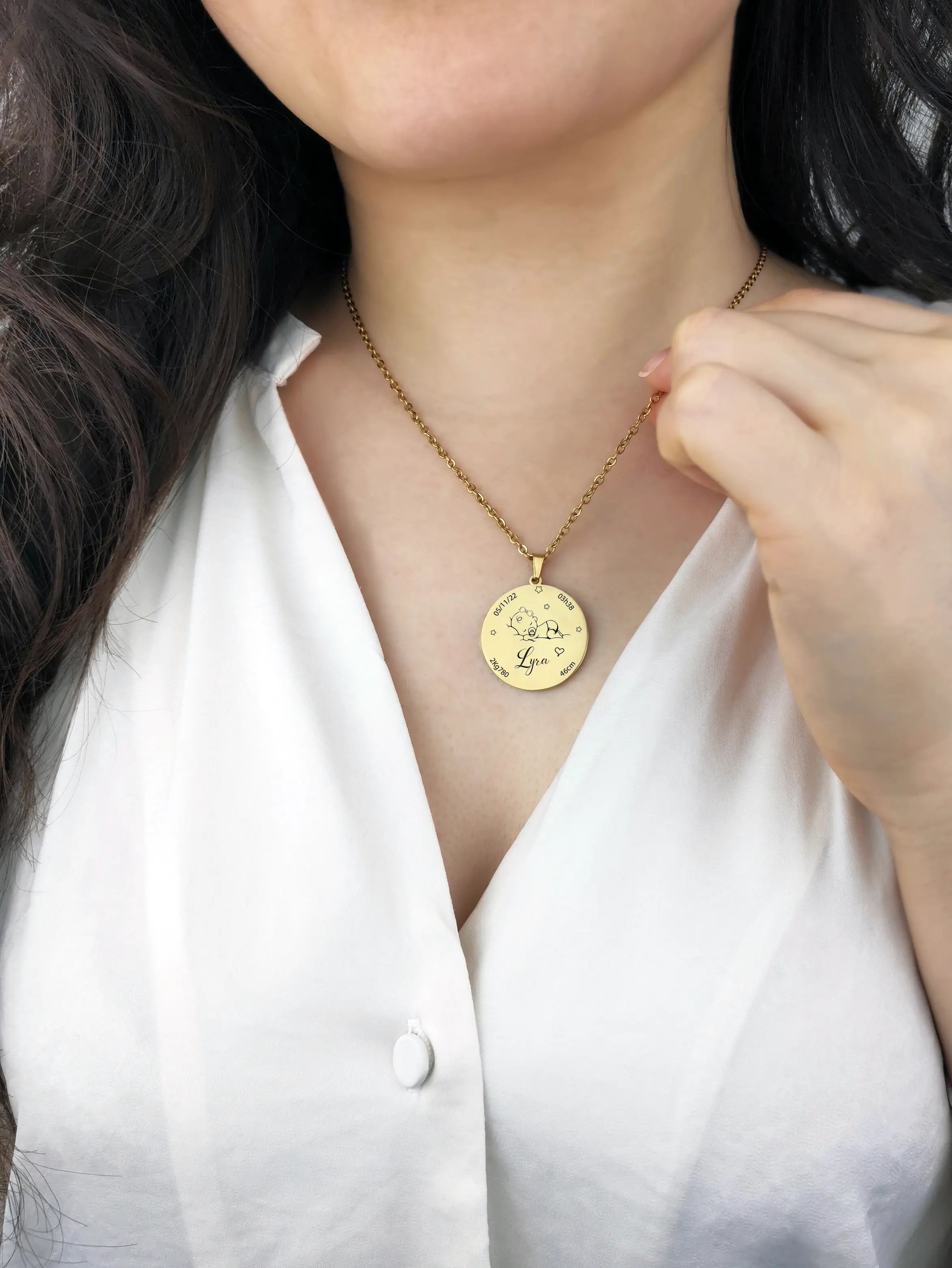 Birth Necklace - Baby of love | Golden
