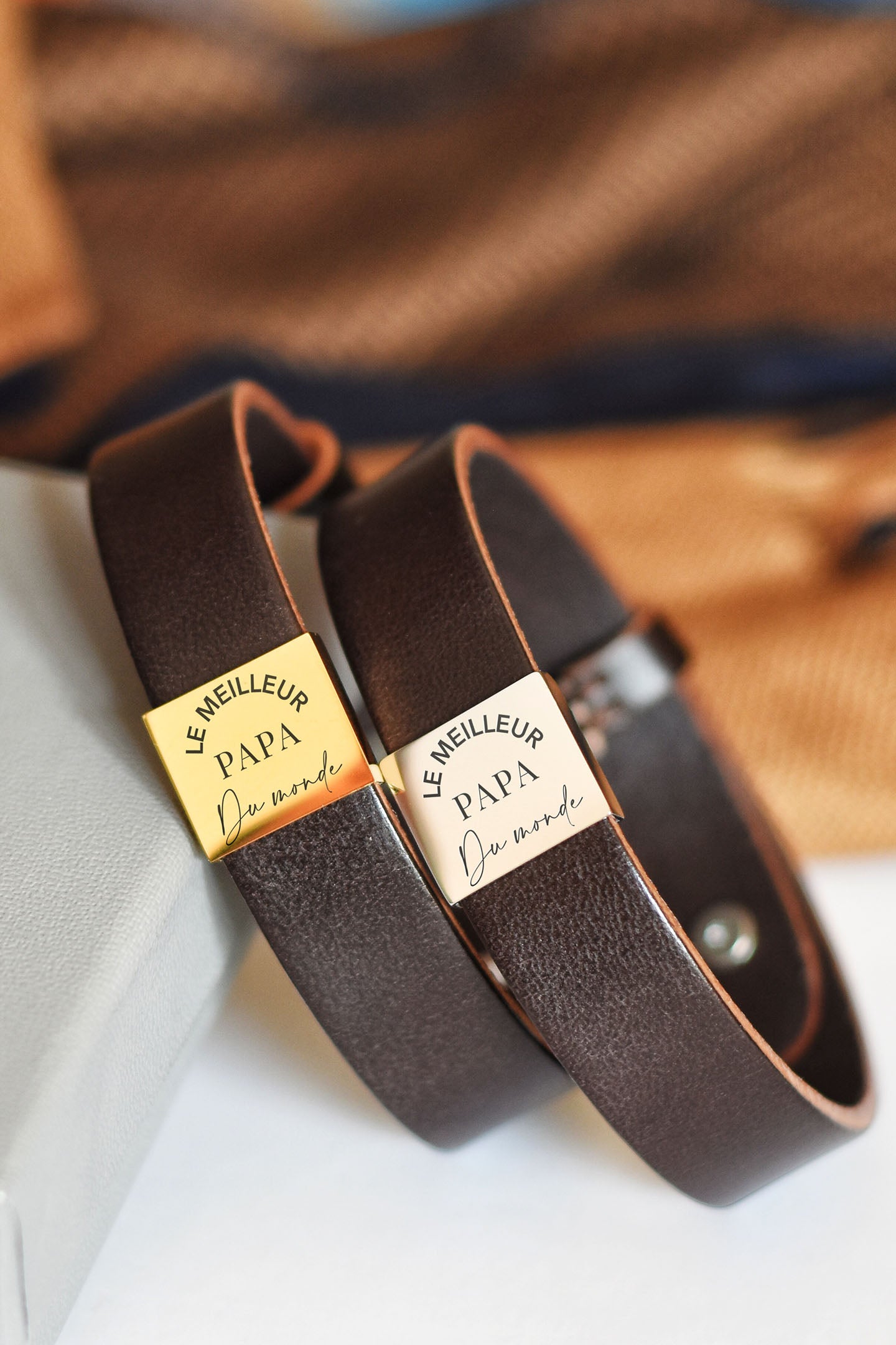deux bracelets en cuir meilleur papa du monde