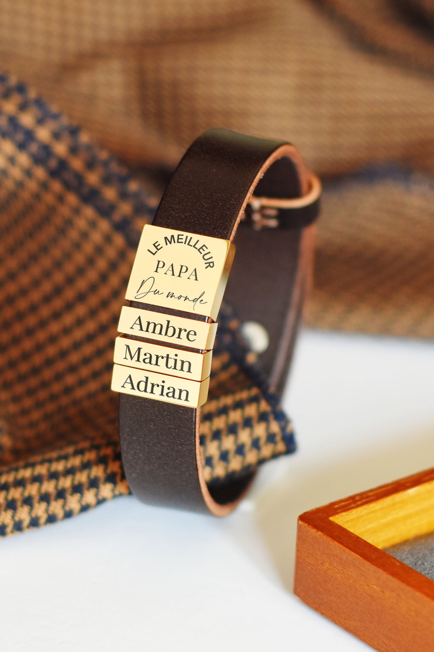 bracelet meilleur papa du monde avec trois plaques