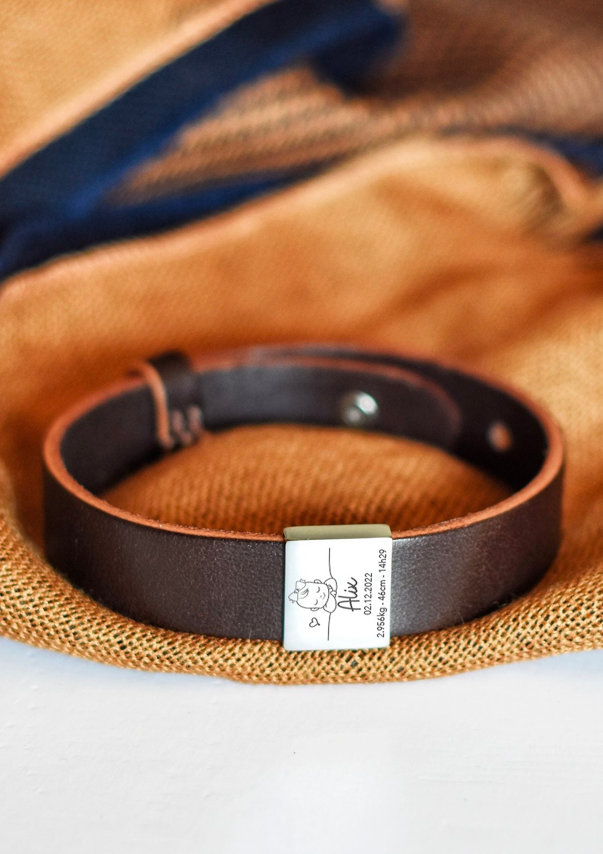 bracelet en cuir de naissance pour papa