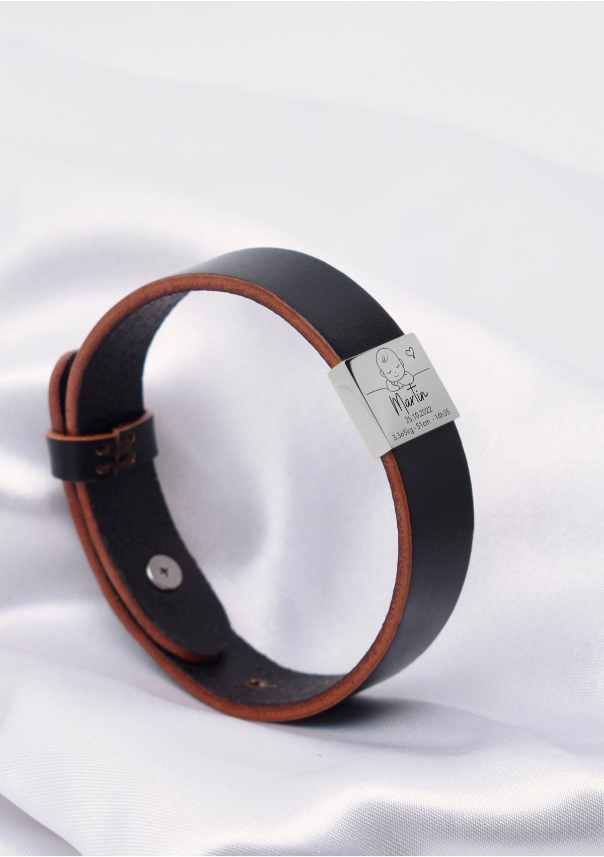 bracelet en cuir personnalisé de naissance