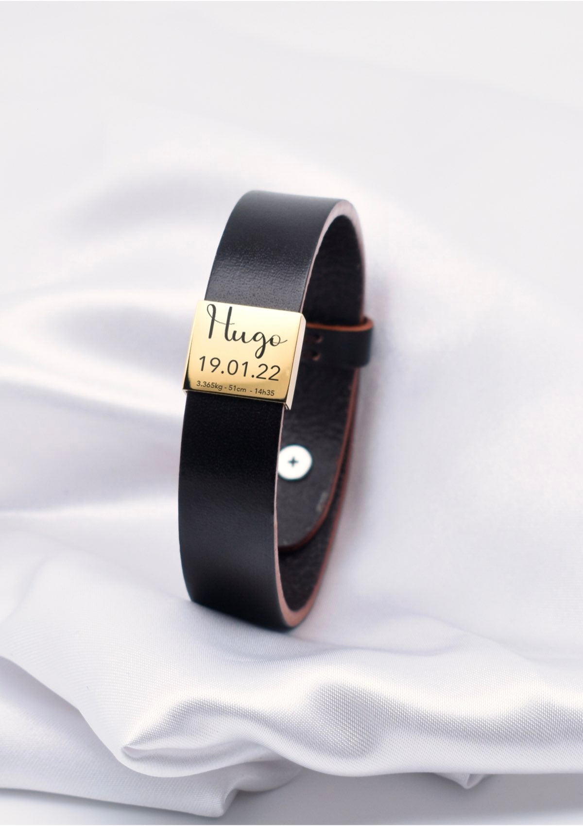 Birth leather bracelet - Gold
