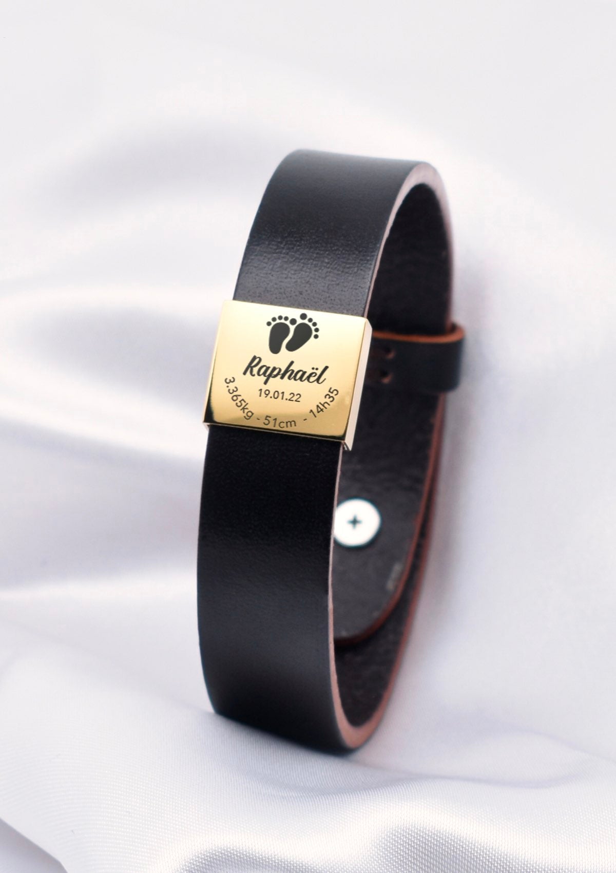 Birth leather bracelet - Gold