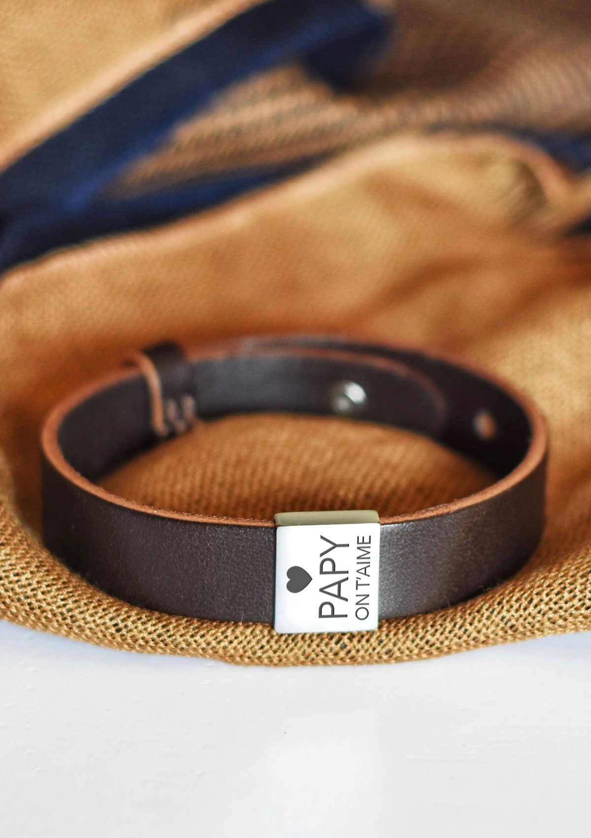 bracelet cuir papy on t'aime