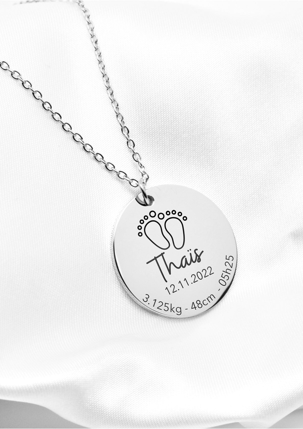 collier empreinte de naissance bébé personnalisé