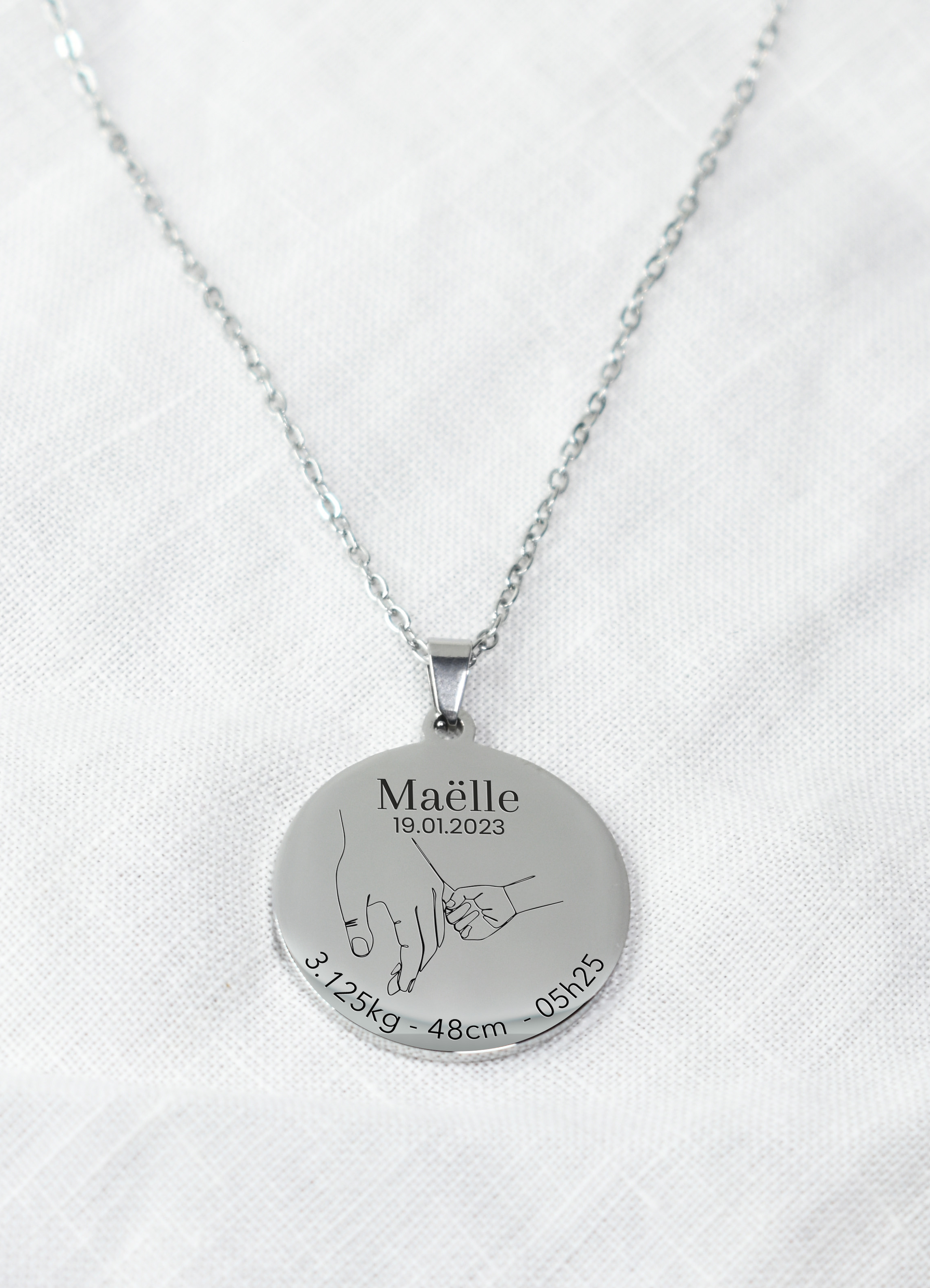 collier argenté personnalisé