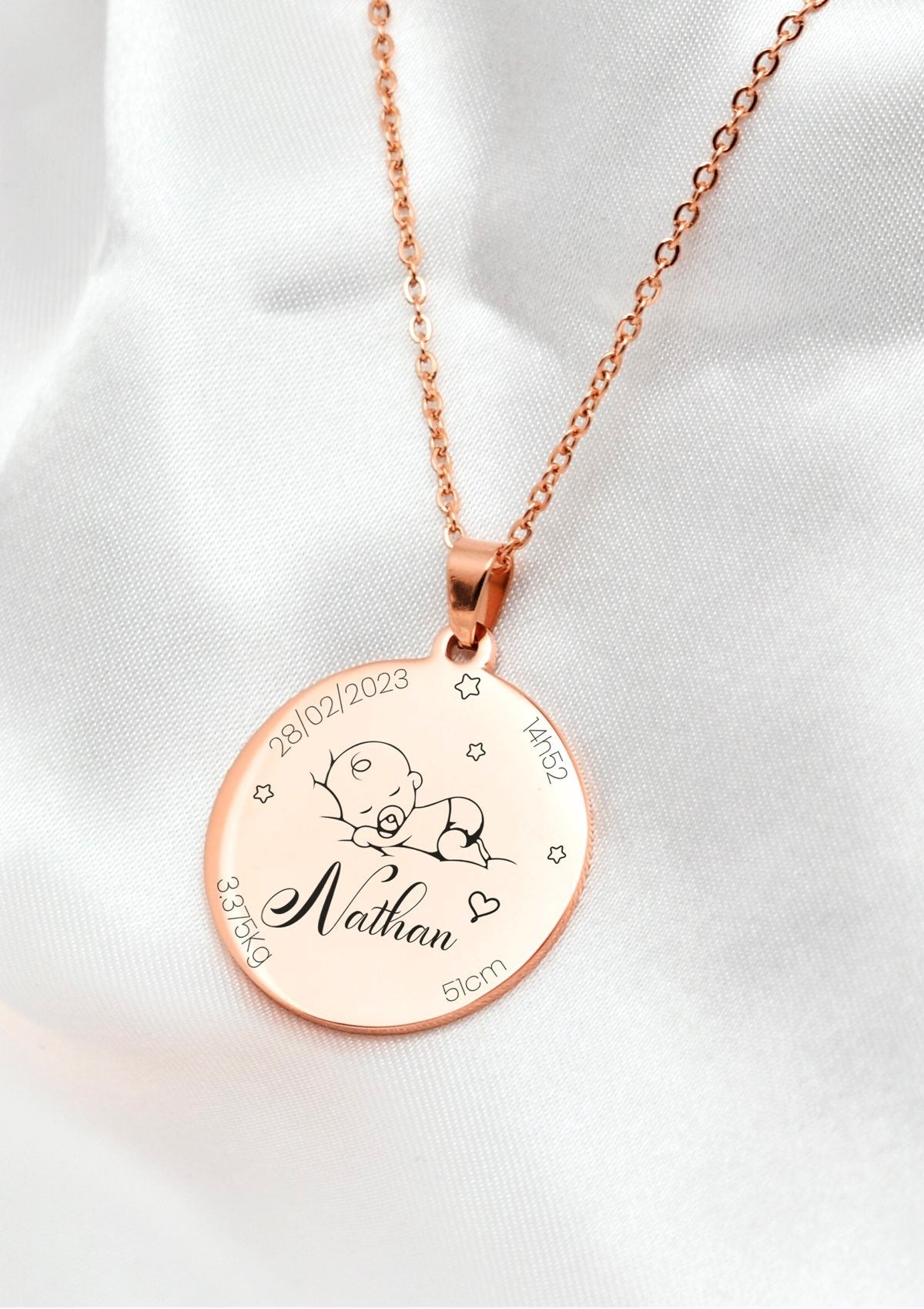 collier de naissance personnalisé pour garçon