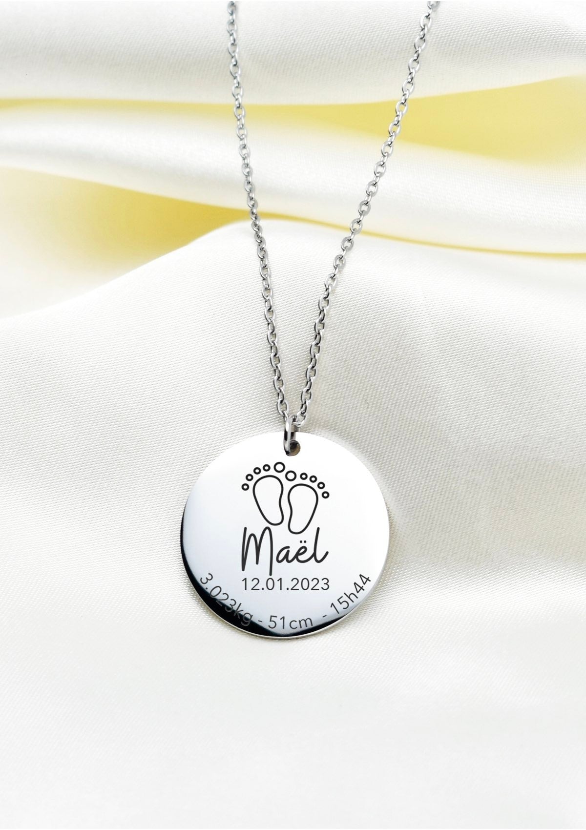 collier empreinte bébé naissance personnalisé