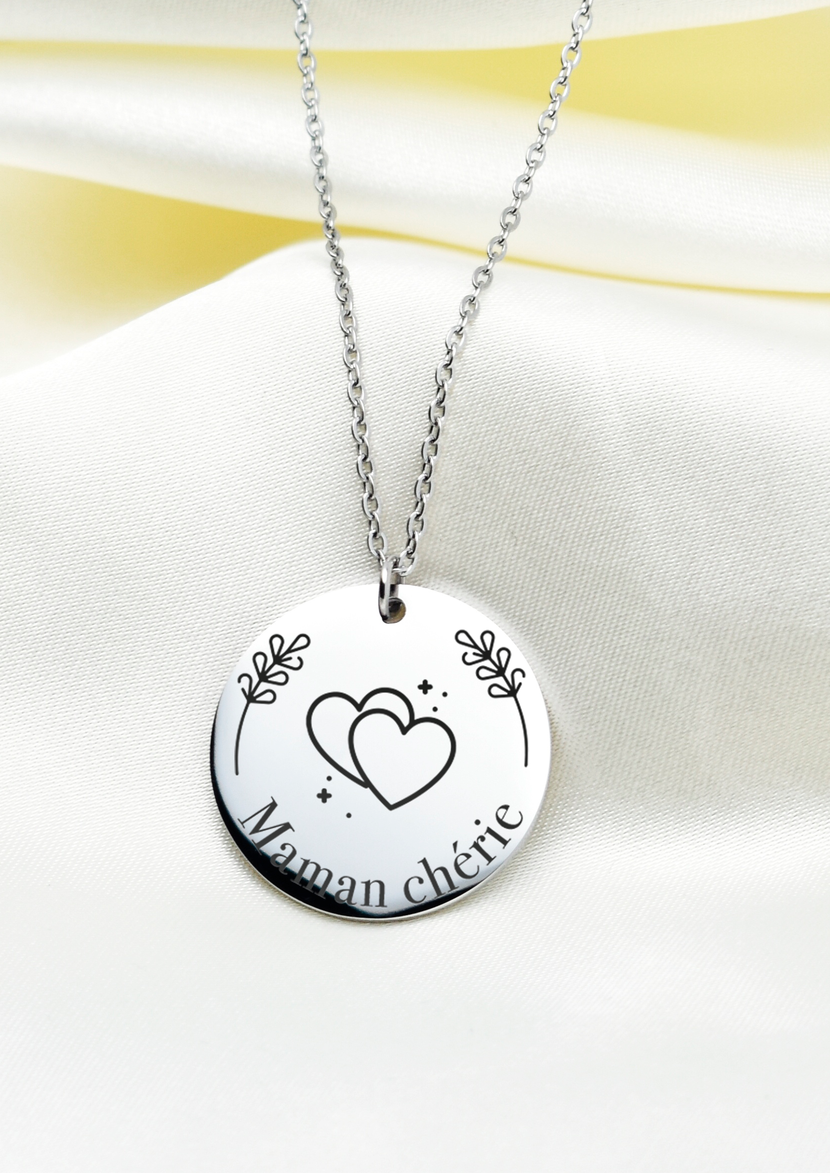 collier maman chérie argenté