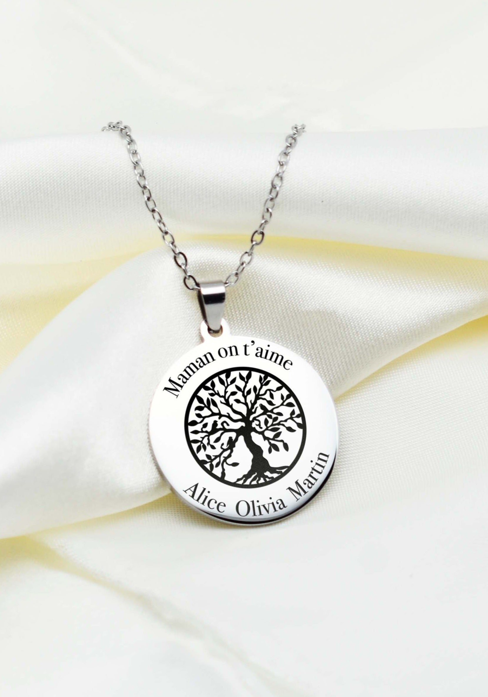 collier maman on t'aime arbre de vie