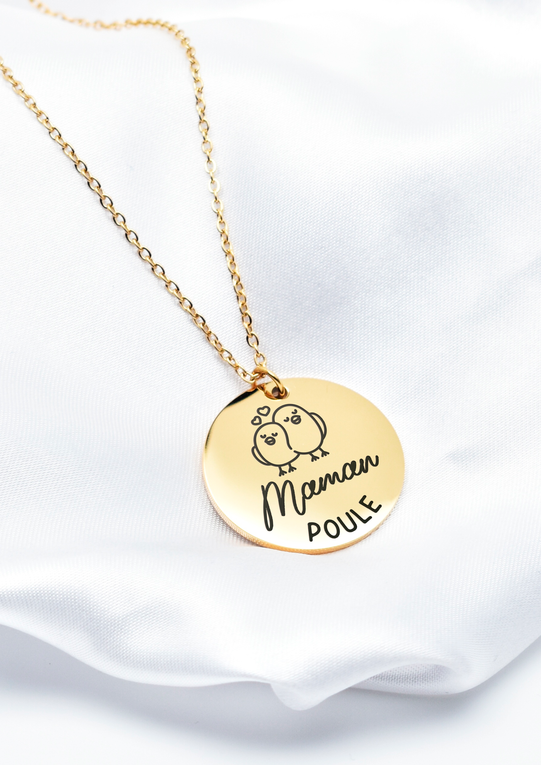 collier maman poule personnalisable doré
