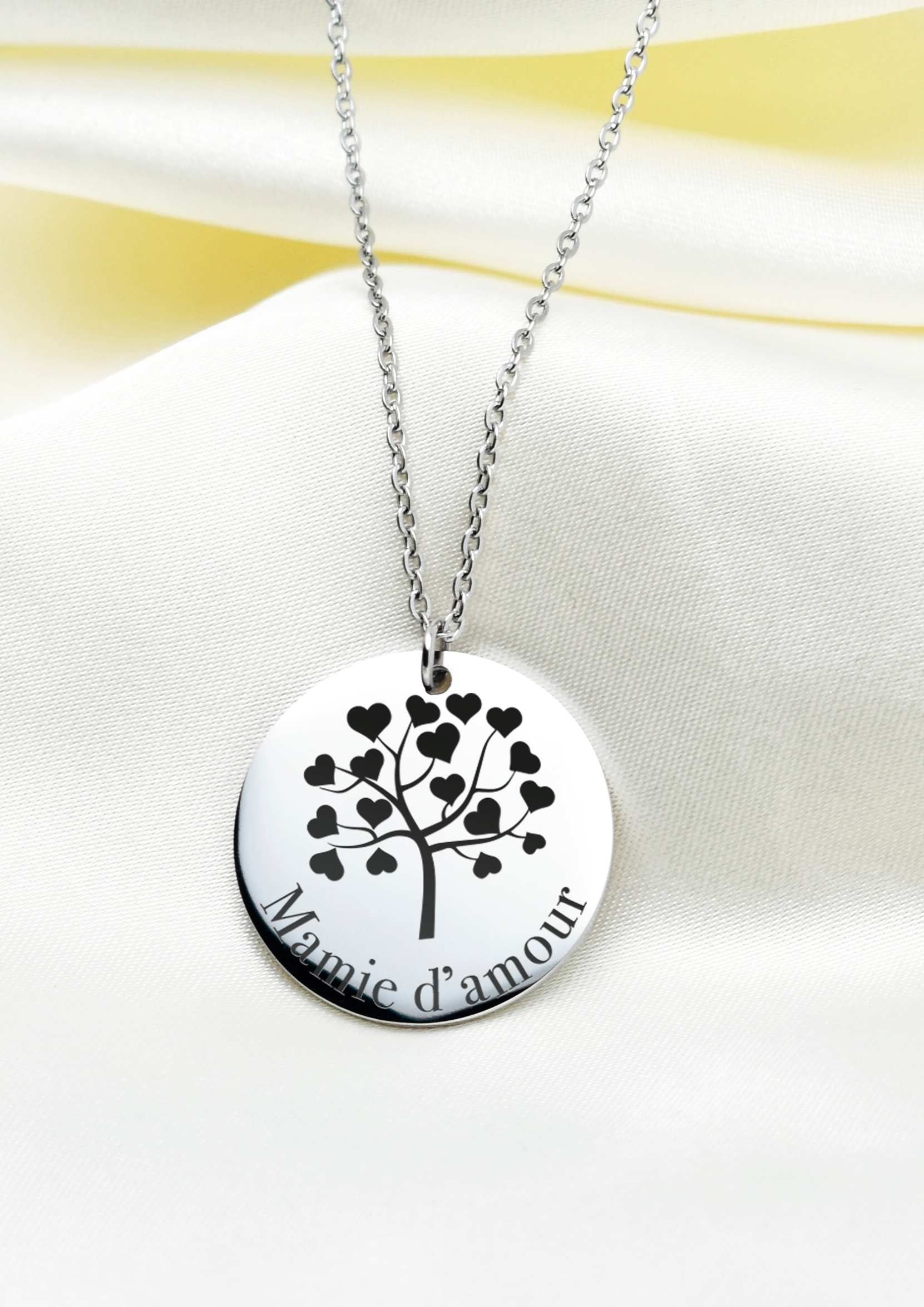 collier mamie d'amour argenté