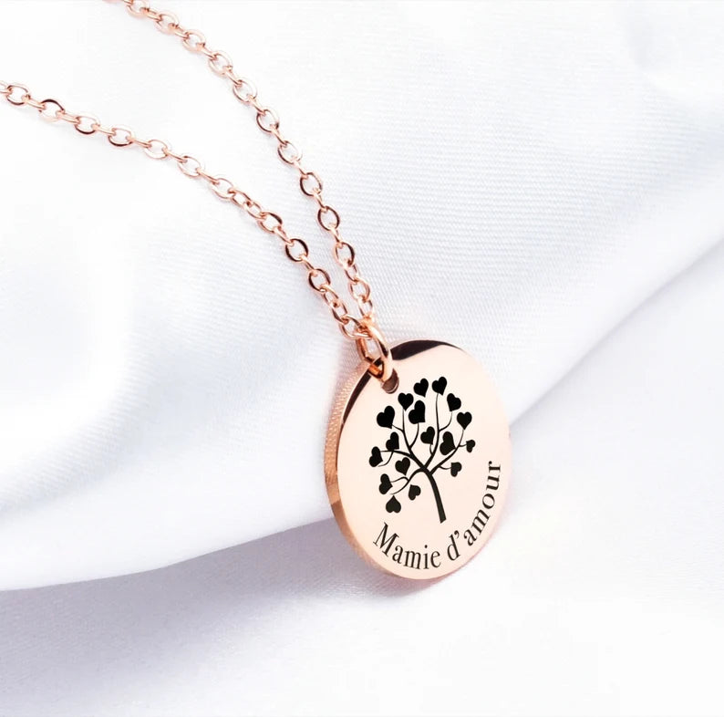 collier mamie d'amour rose doré