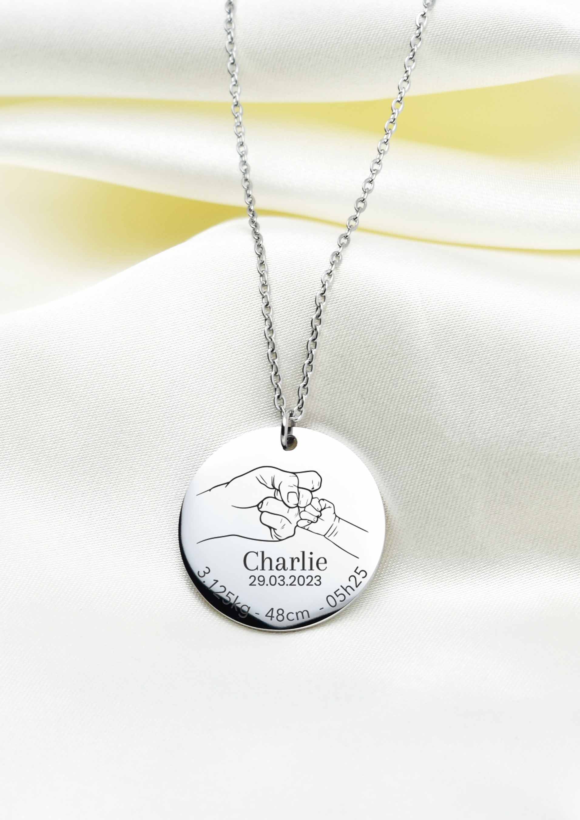 collier de naissance personnalisé pour homme petit poing