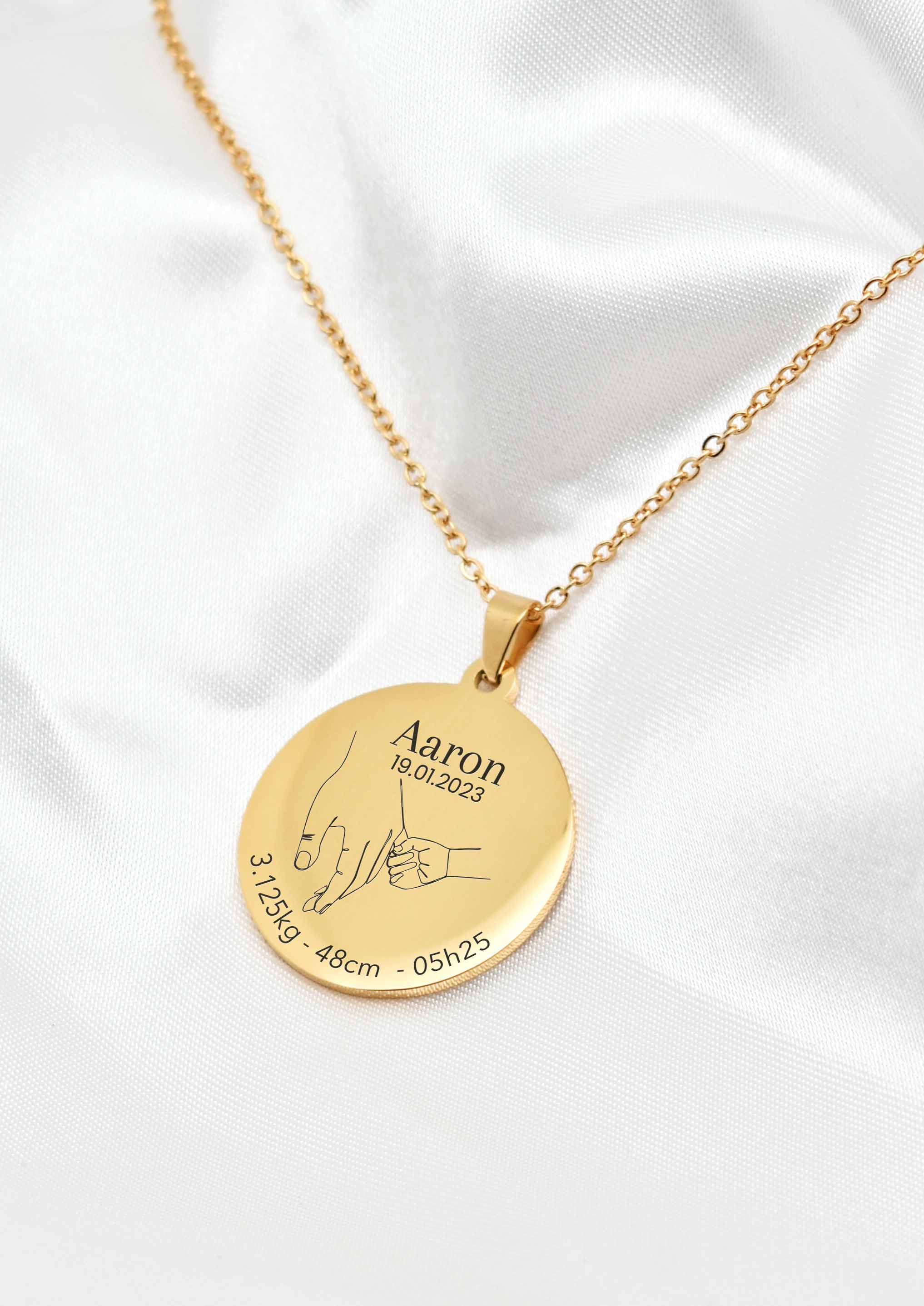 collier de naissance doré personnalisé bébé