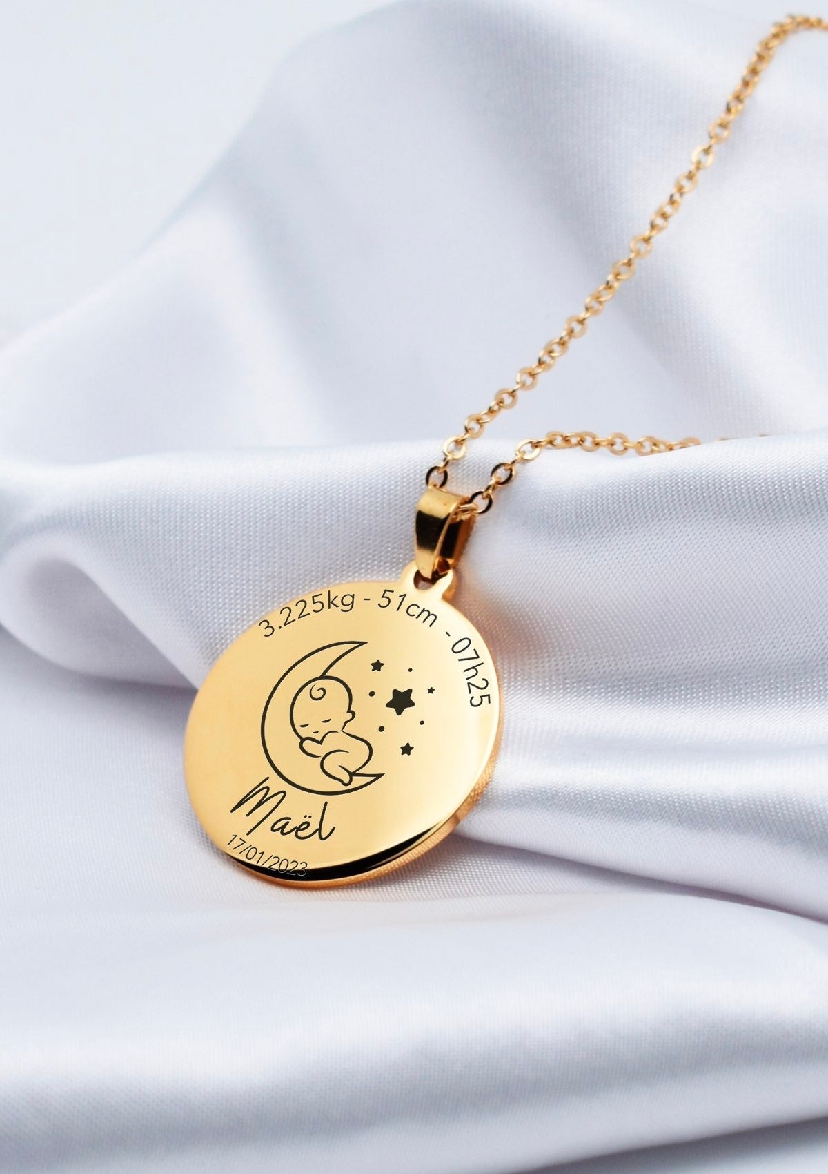 collier de naissance garçon personnalisé