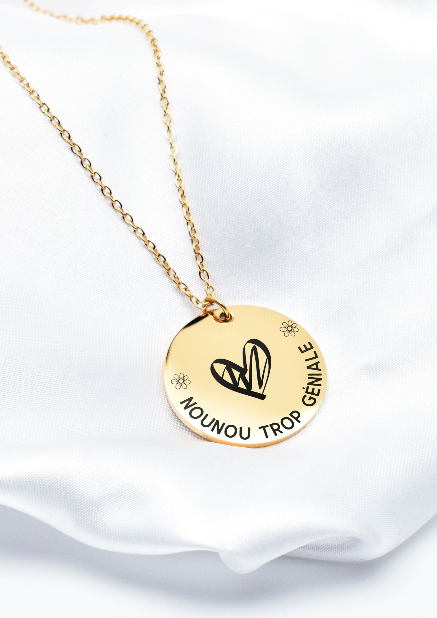 collier nounou trop géniale personnalisable doré