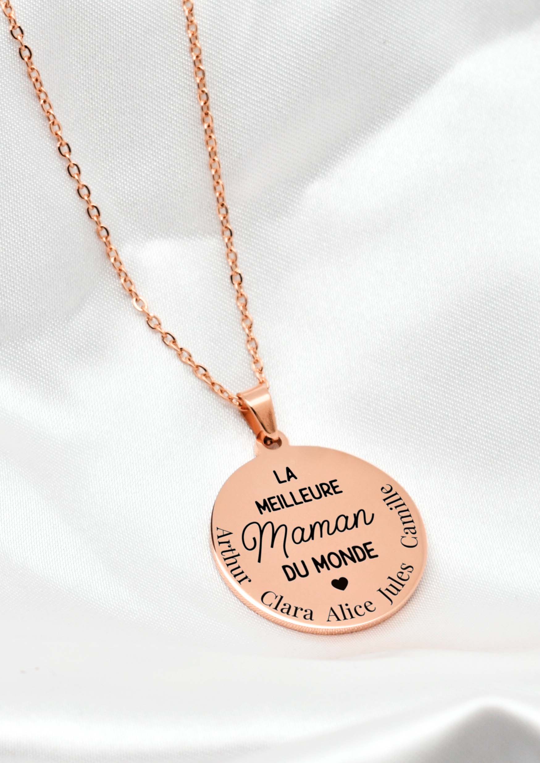collier meilleure maman du monde rose doré
