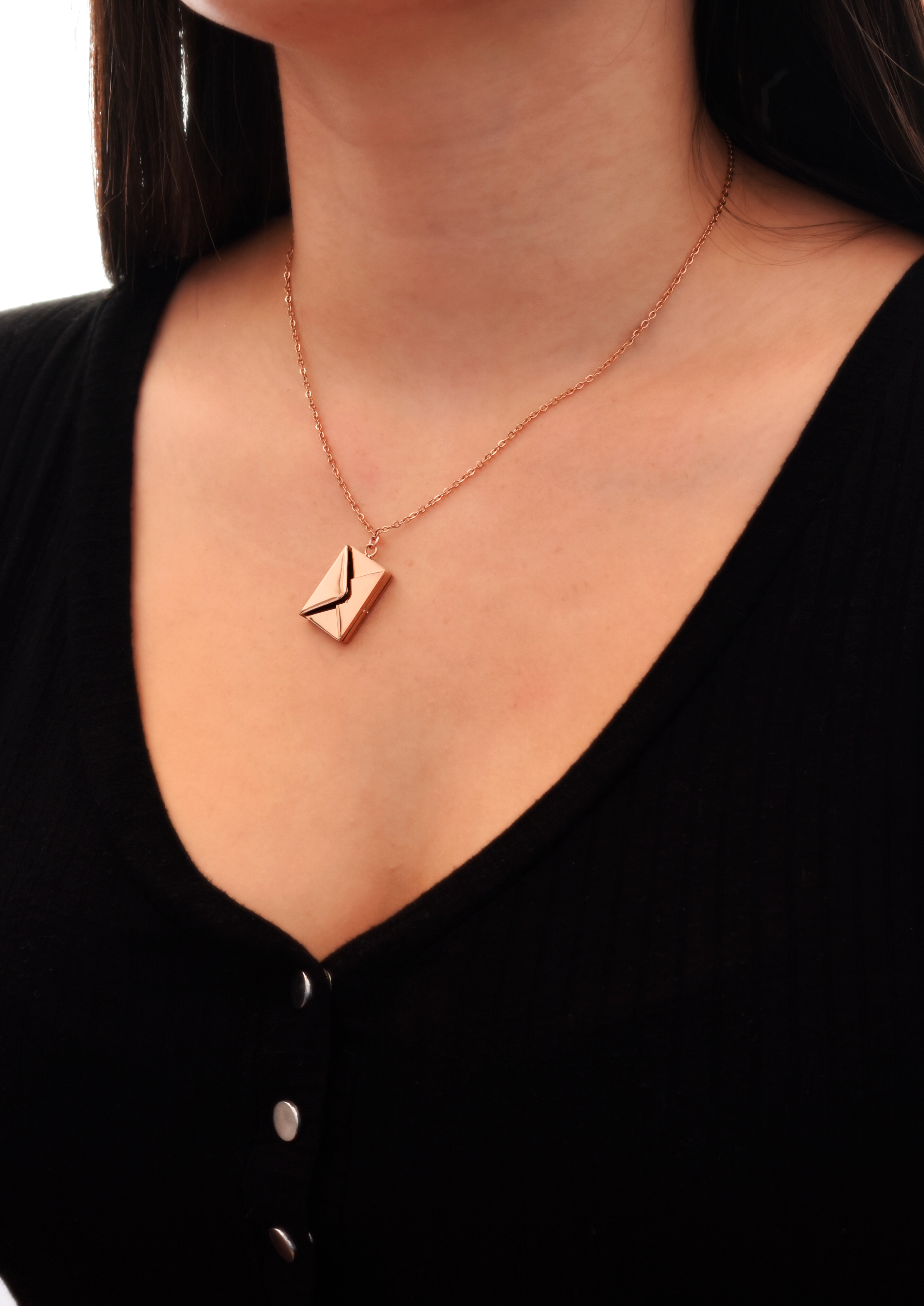 collier lettre d'amour personnalisé acier inoxydable rose doré
