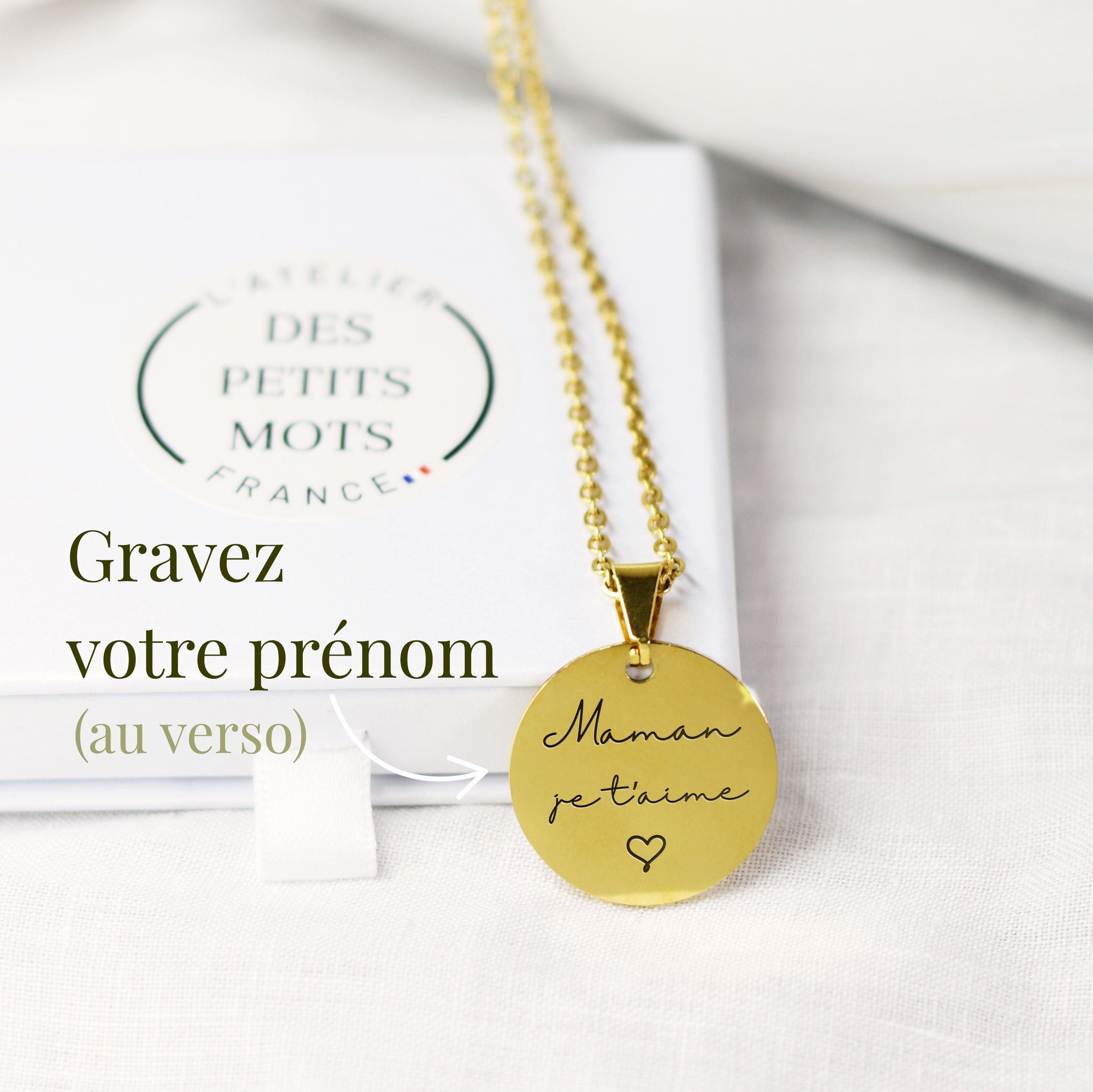collier doré maman je t'aime