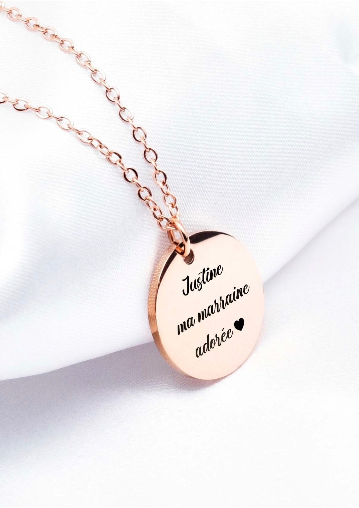 collier rond à personnaliser avec message rose doré