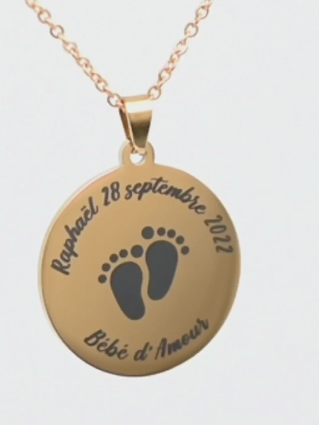 collier de naissance personnalisable doré