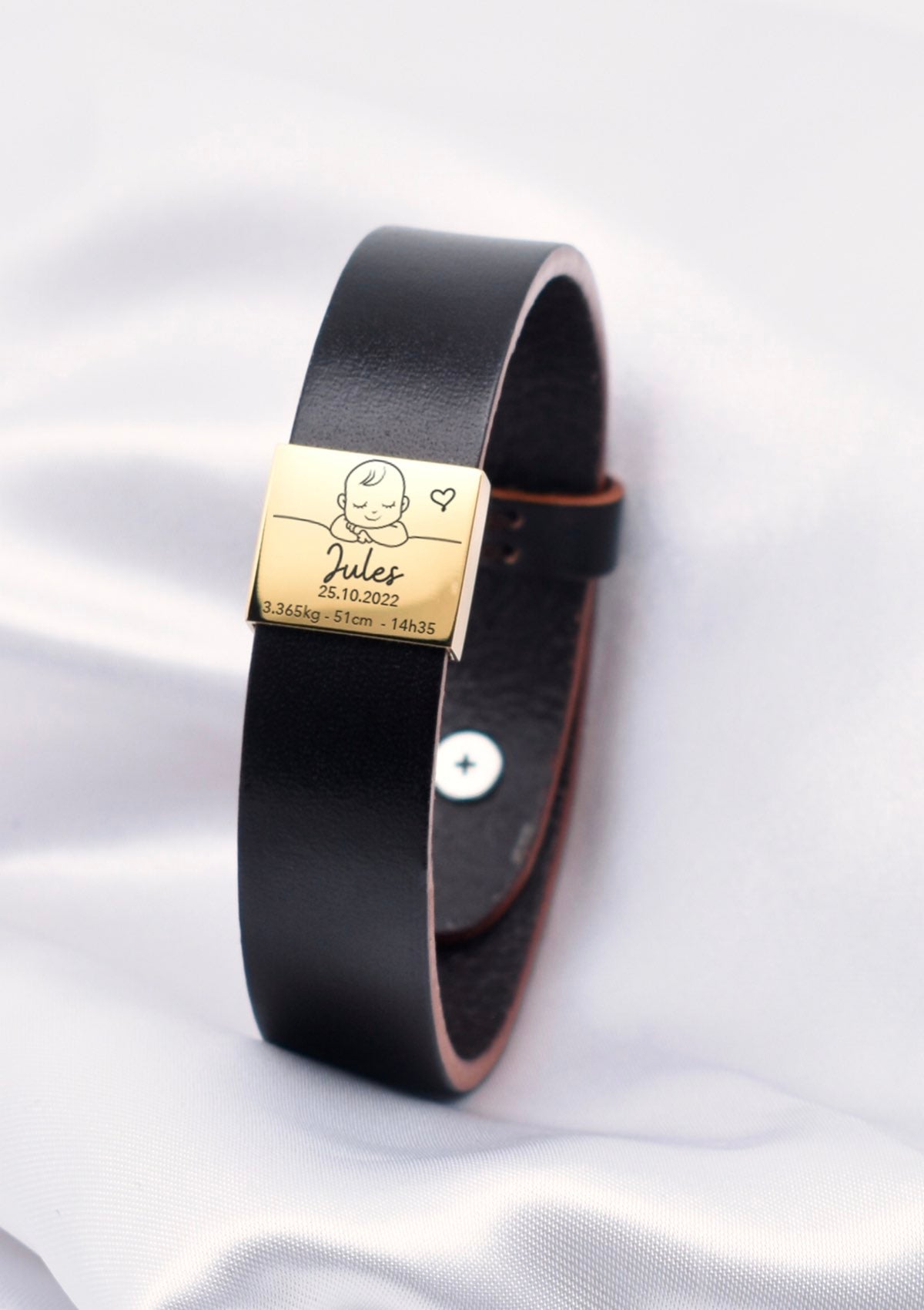 bracelet de naissance personnalisé cuir 