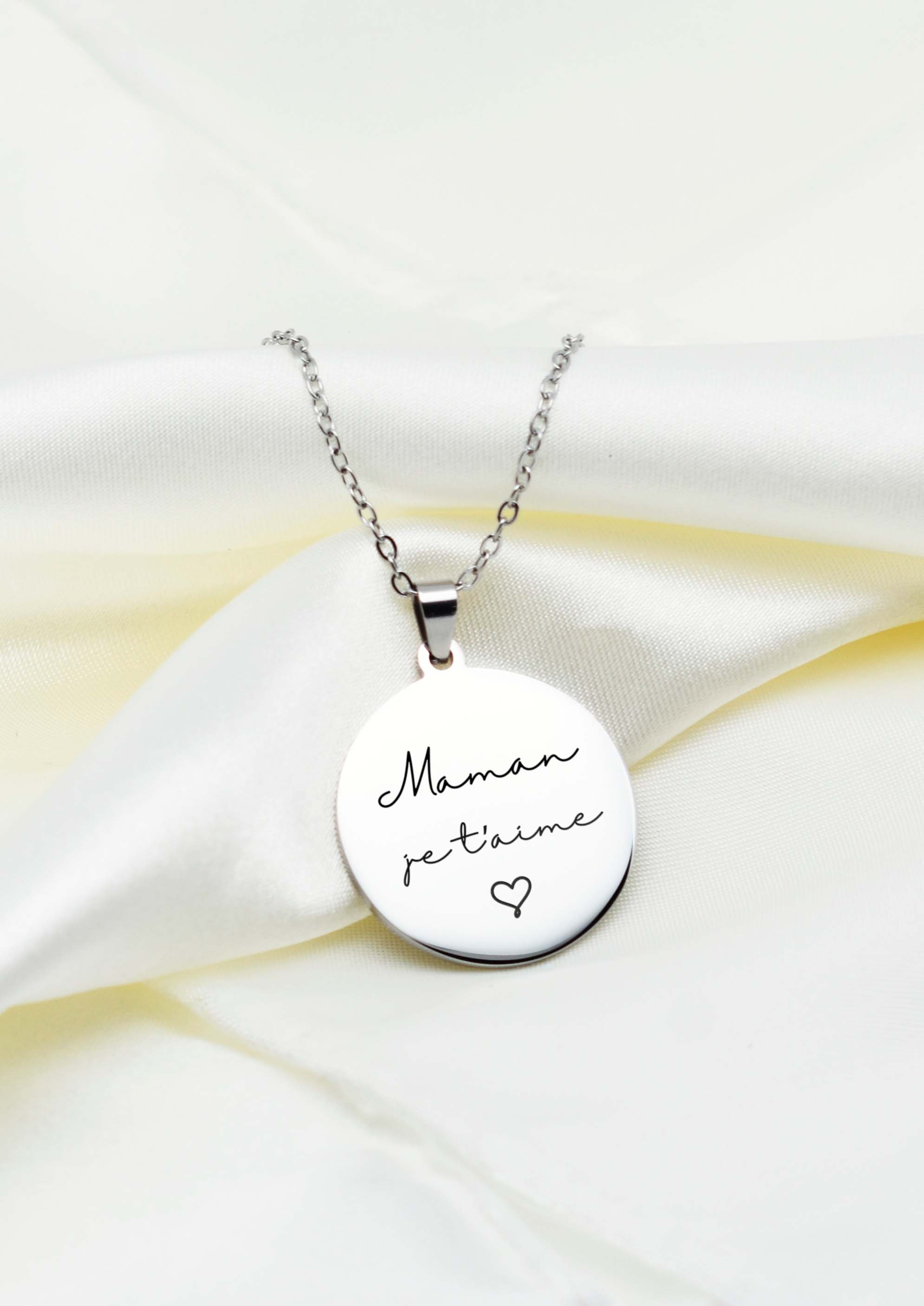 collier maman je t'aime argenté