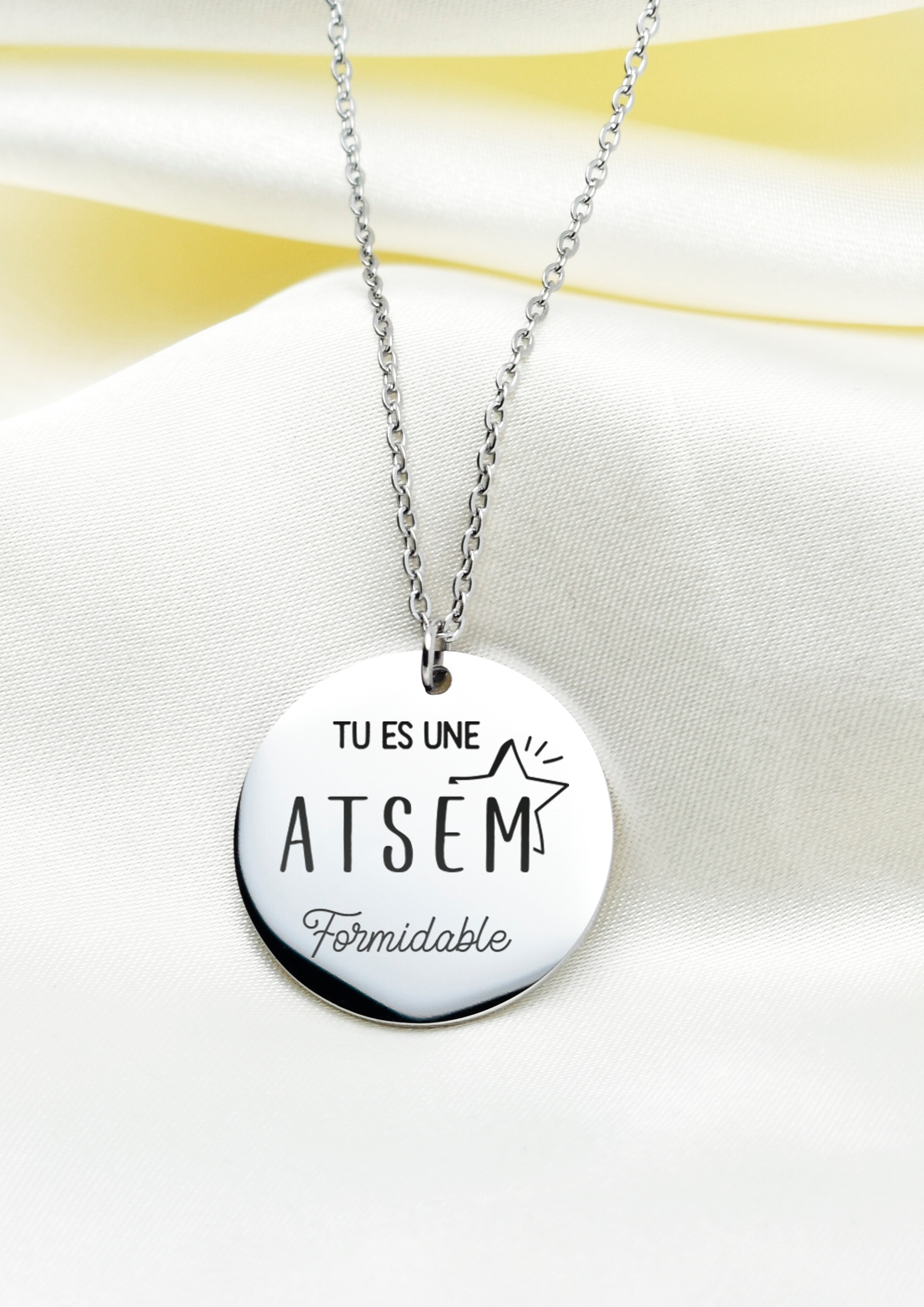 collier tu es une atsem formidable argenté