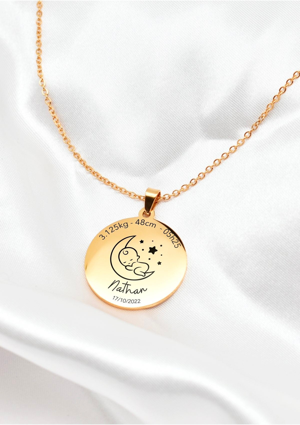 collier de naissance garçon personnalisé