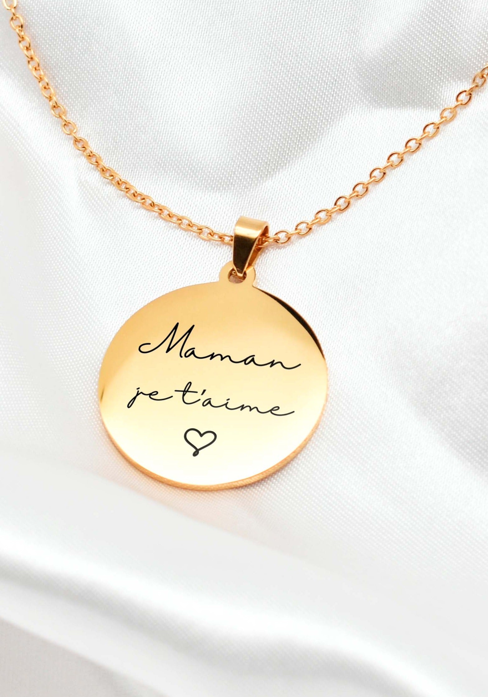 collier maman je t'aime dore 