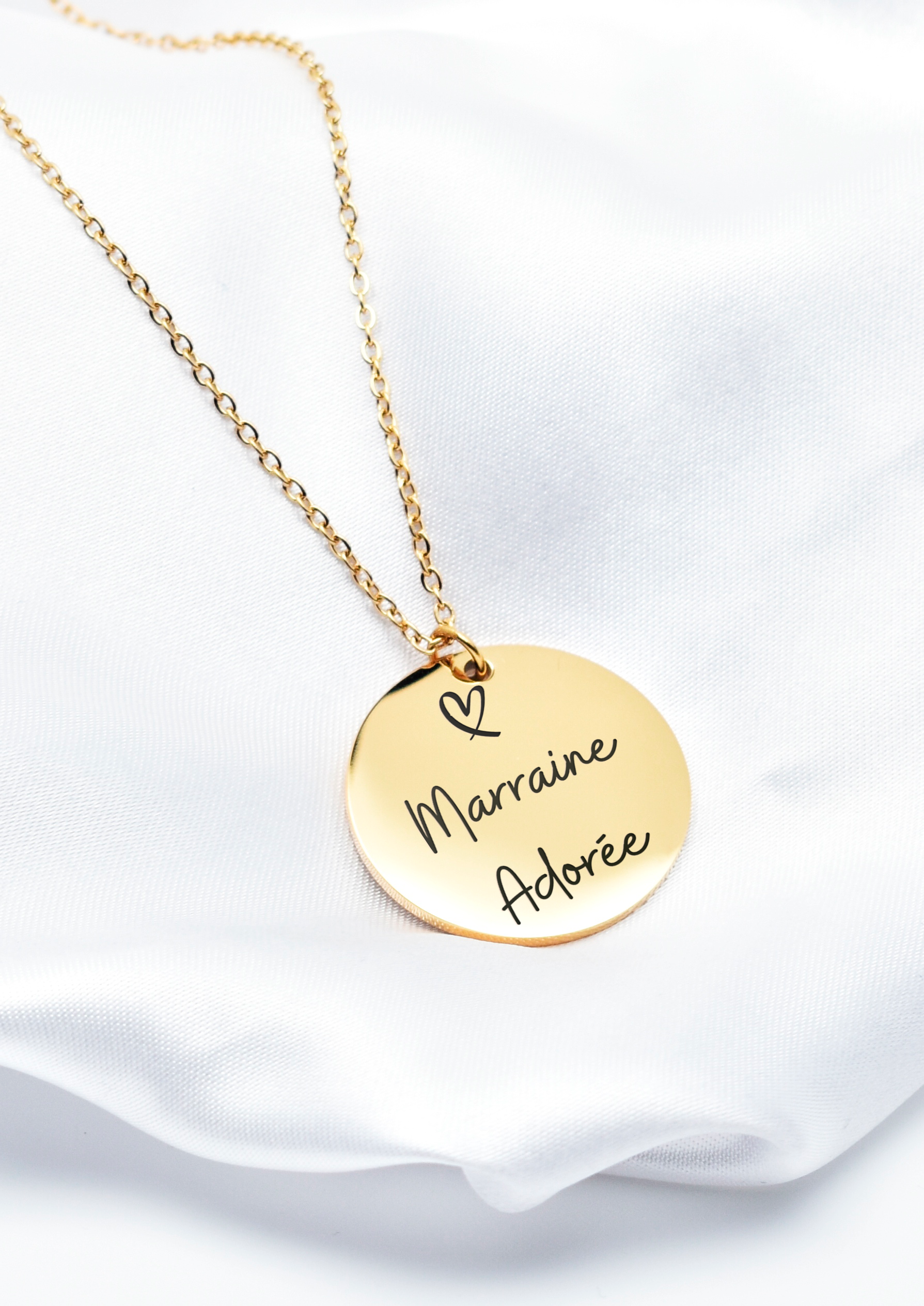 collier marraine adorée personnalisable doré