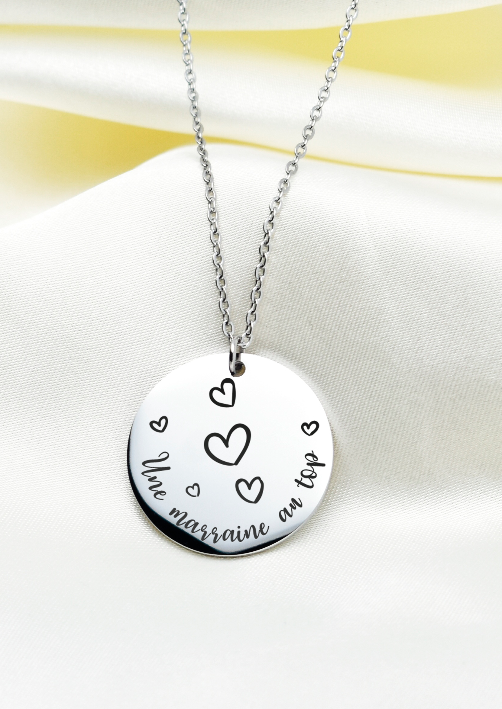 collier marraine au top argenté