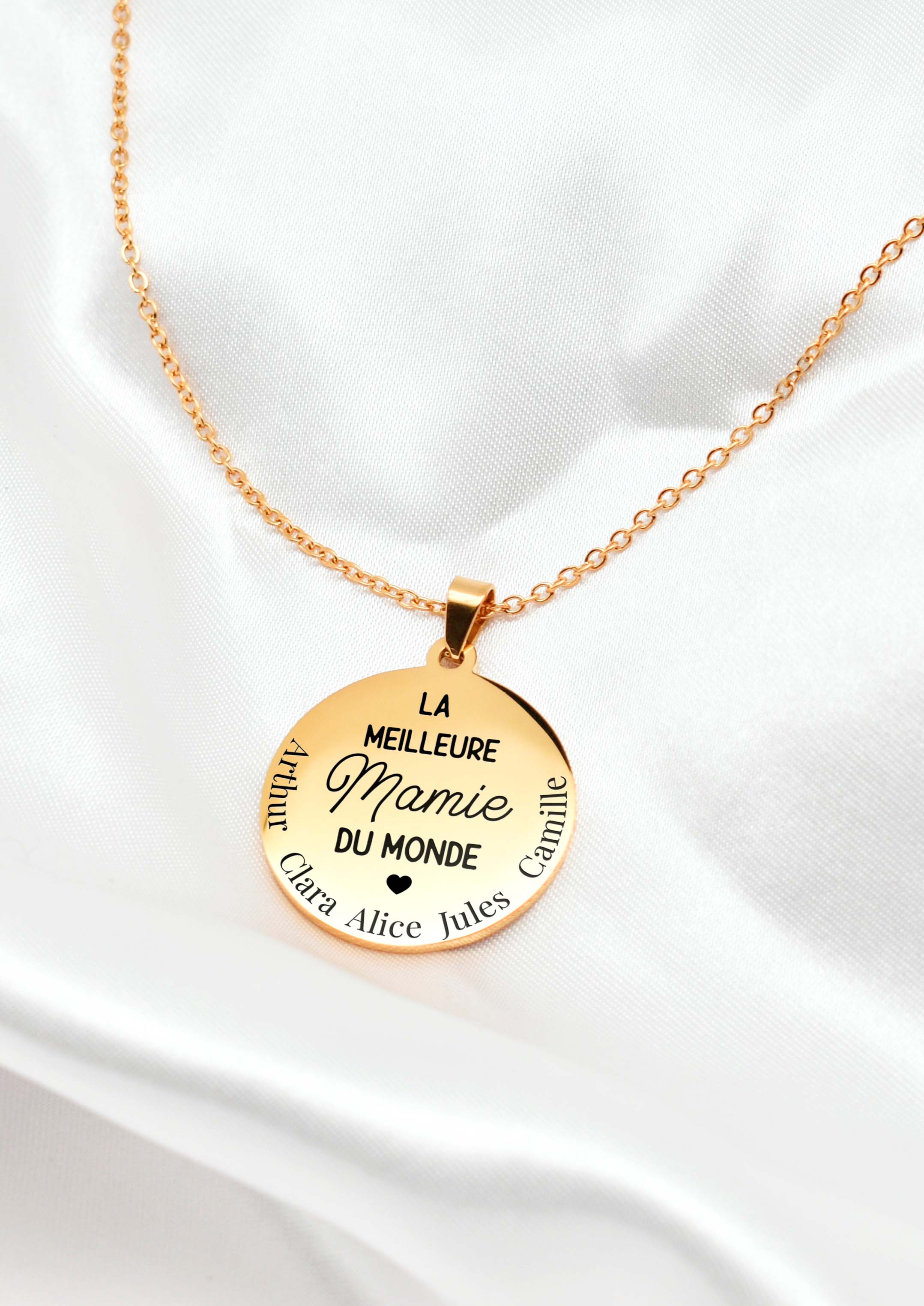 collier meilleure mamie du monde doré personnalisé