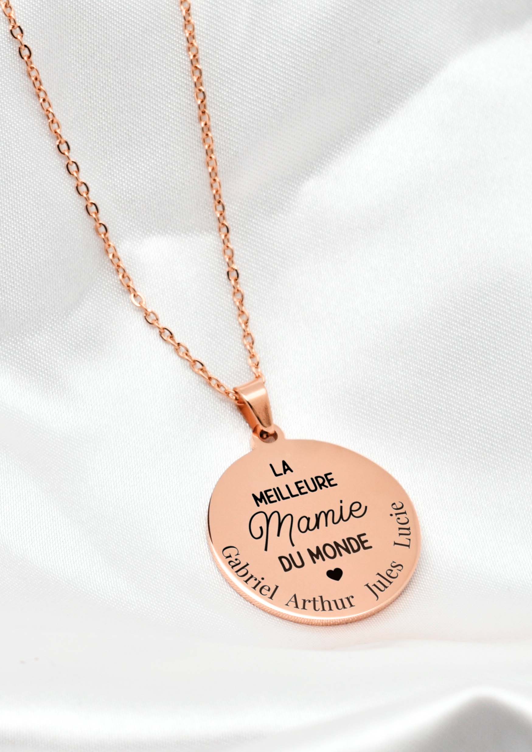 collier meilleure mamie du monde rose doré