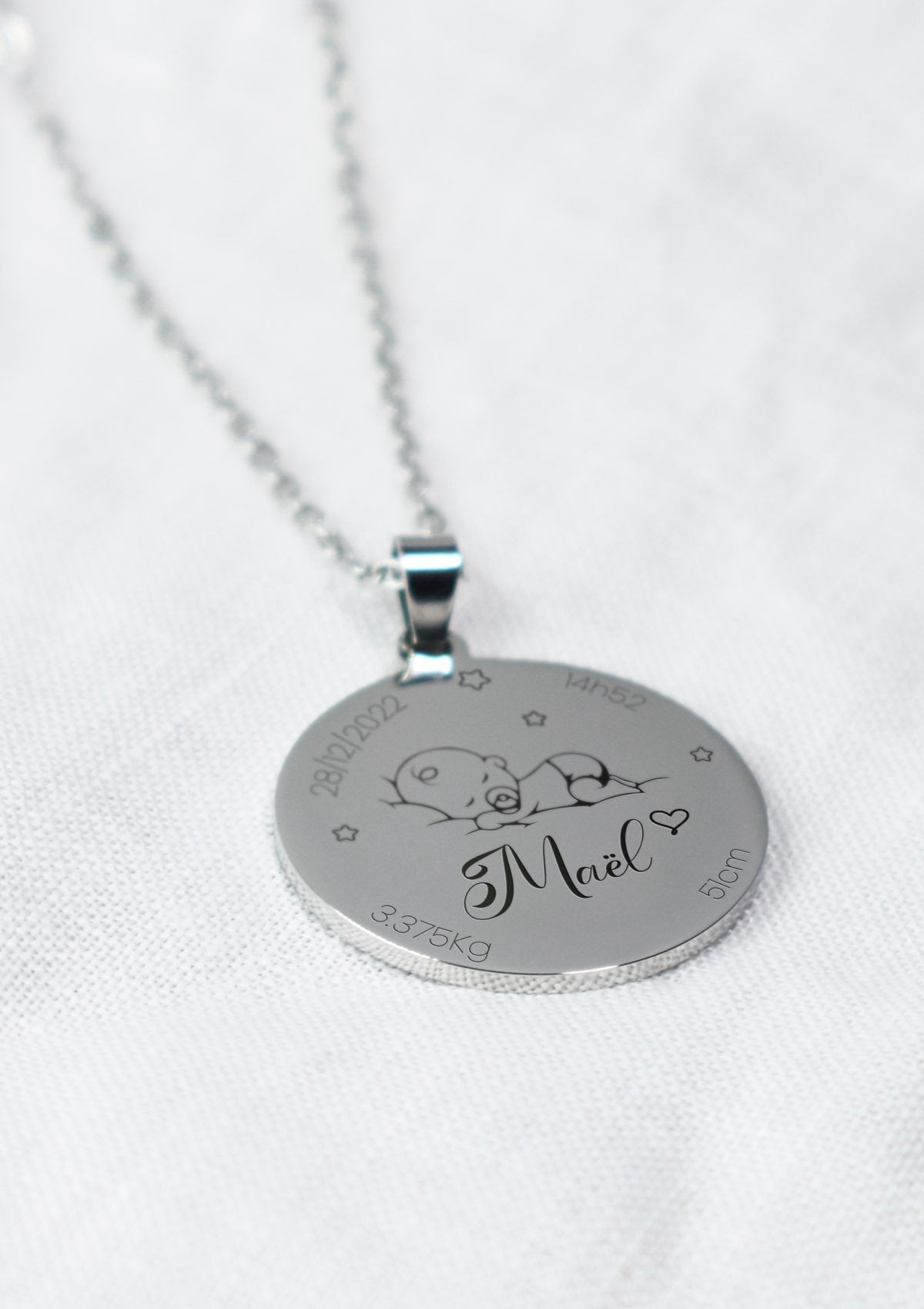 collier de naissance bébé d'amour garçon