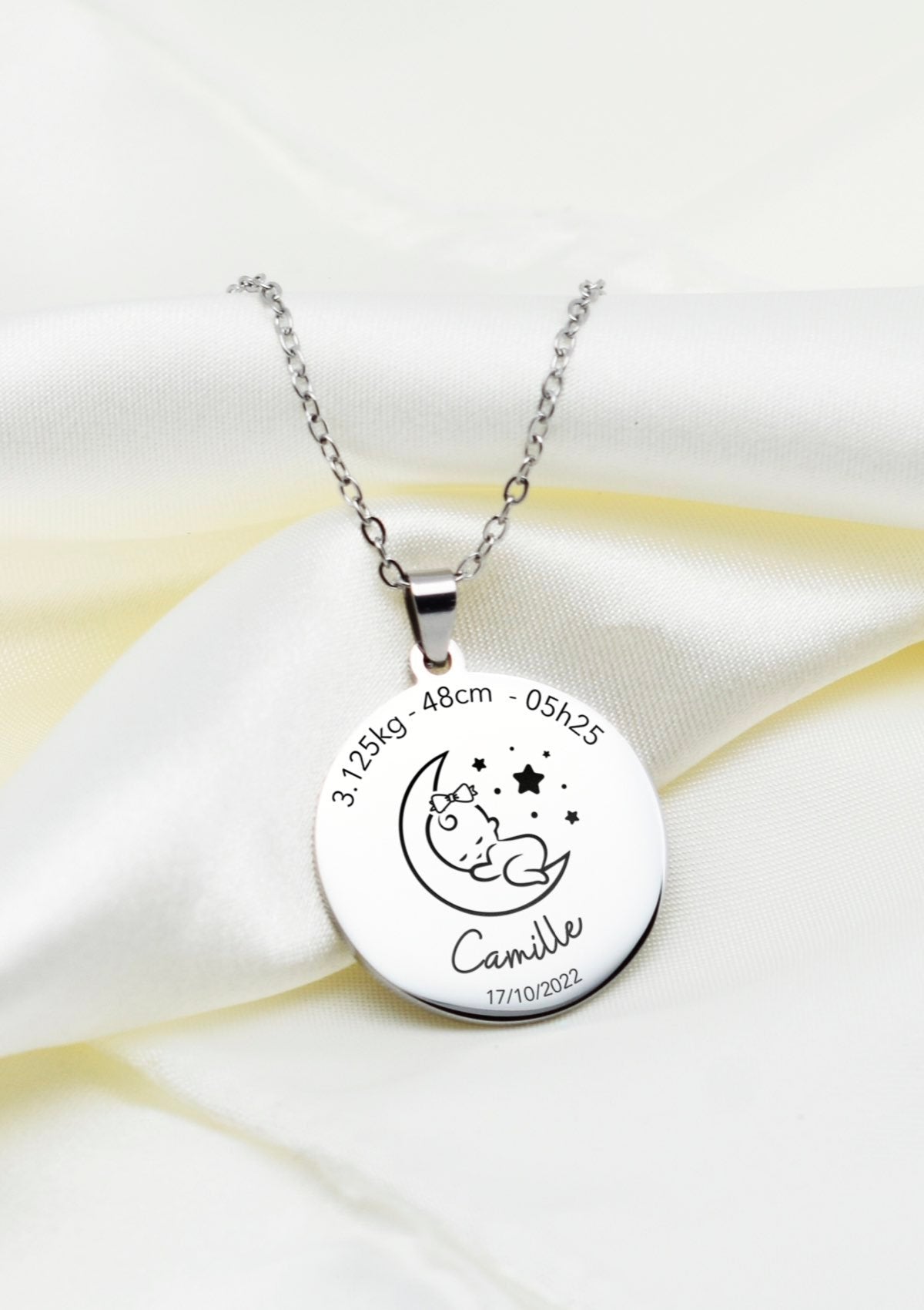 Collier Naissance - Petite Lune | Argenté
