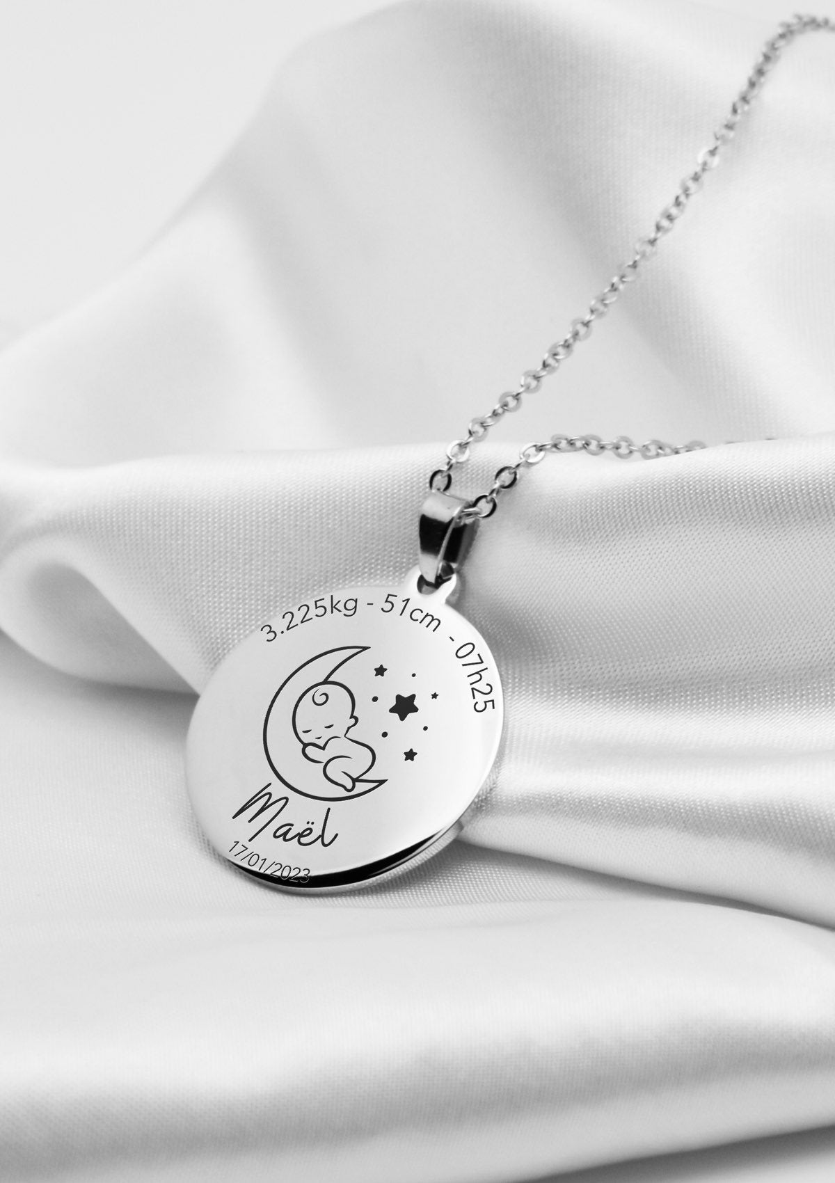 Collier Naissance - Petite Lune | Argenté