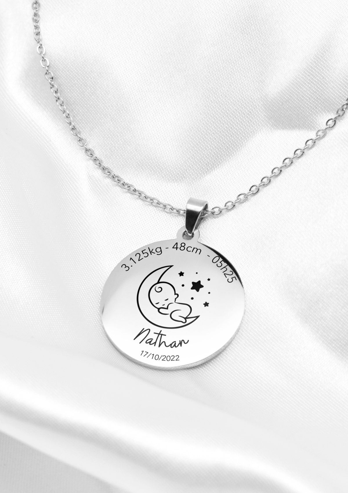 Collier Naissance - Petite Lune | Argenté