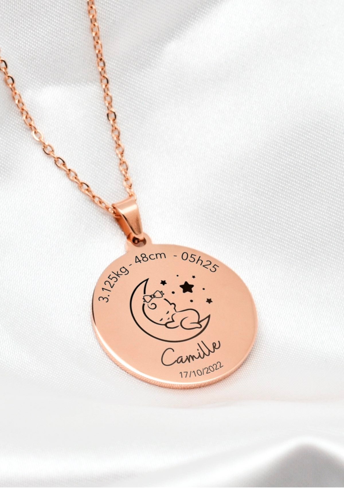 collier de naissance pour fille personnalisé