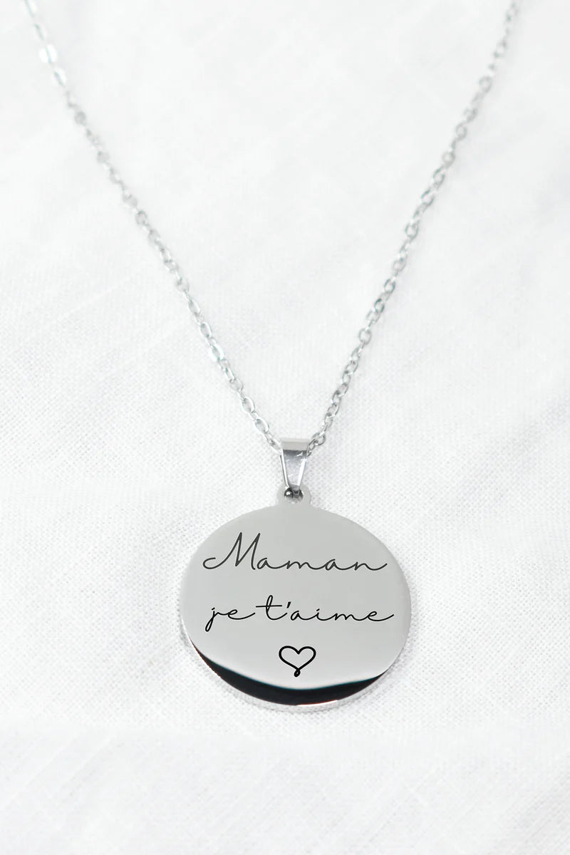 collier maman je t'aime argenté